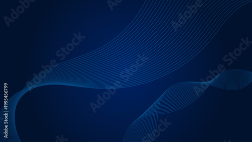 Dark Blue Abstract Background with Flowing Dynamic Wave Lines