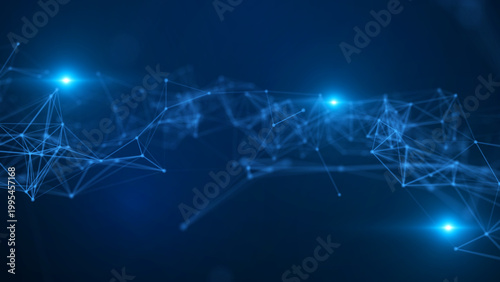 Abstract digital wave background with moving dot texture and glowing blurred particles for technology visuals.