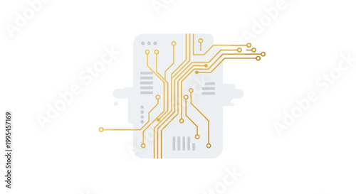 Futuristic Circuit Board with Digital Technology Elements