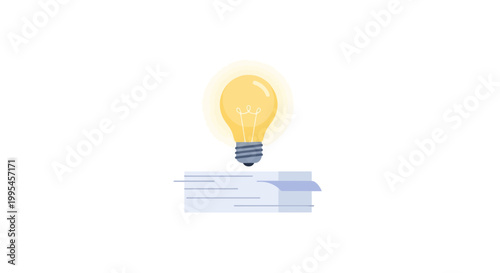 Lightbulb Icon Over Books Representing Innovation and Knowledge