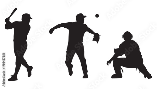 black and white silhouette set of basketball player very high quality vector illustration.