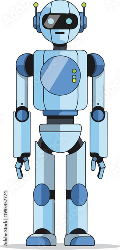 Light Blue Cartoon Robot Standing Alone