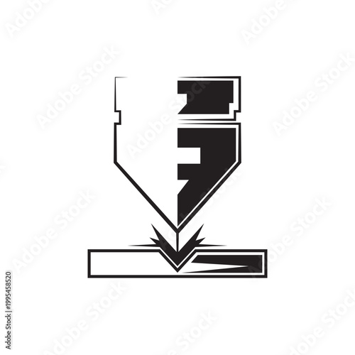 Laser Cutting Machine Logo Design Icon Vector Illustration.