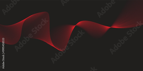 Bild auf Leinwand Abstract Red Wave Flowing on Dark Background.