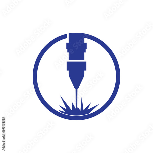 Laser Cutting Machine Logo Design Icon Vector Illustration.