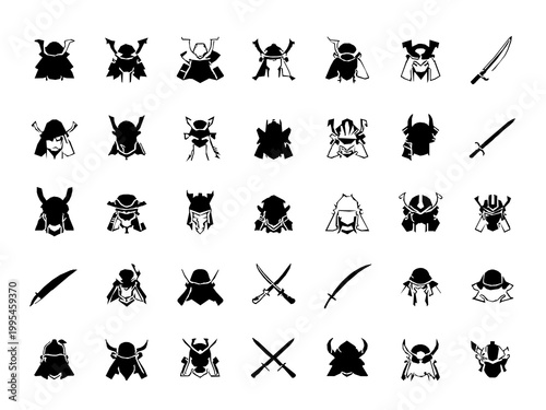 Japanese Food 20 Icon Set Black Outline Flat