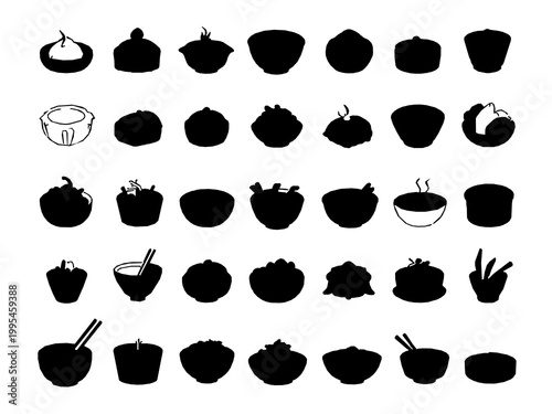 Japanese Garden 20 Icon Set Black Line Art