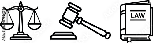 Symbols of justice scales gavel and law book representing legal systems and court proceedings