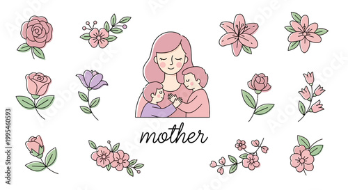 Mother and child love family bond.