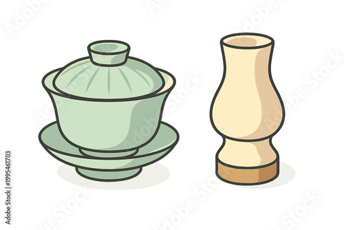 Traditional Chinese Gaiwan tea cup set and ceramic holder for tea ceremony accessories