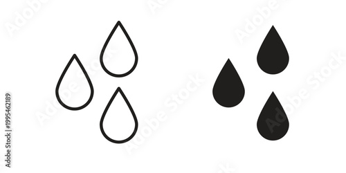 Raindrops icon collection on white background. Vector icon art.
