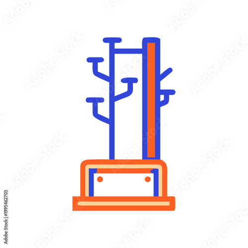 Electricity meter, smart energy monitor, blue and orange icon, utility symbol, vector graphic