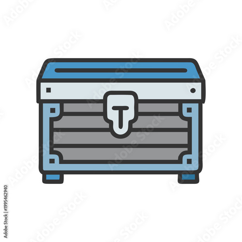 Illustration of a closed treasure chest icon on transparent background