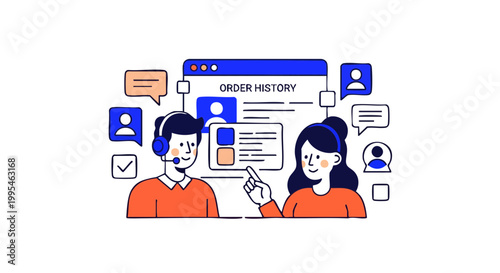 Customer support team managing order history and client inquiries