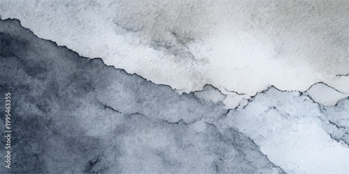 A closeup of a grunge old wall background mixed with white snow texture and blue ice patterns on an abstract weathered paper surface