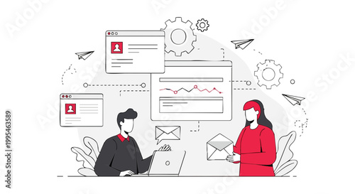 Digital Email Marketing Strategy and Automation Illustration