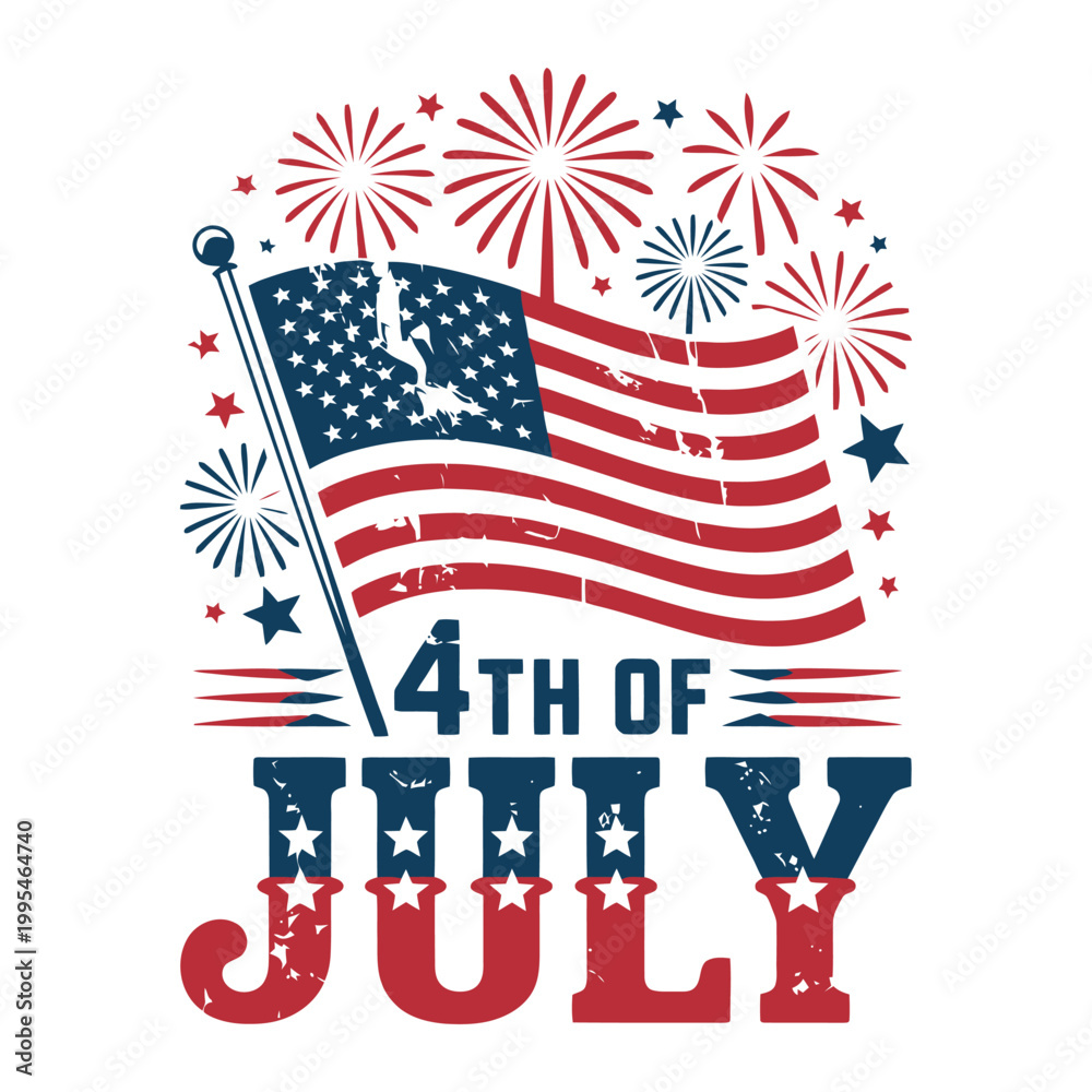 Obraz premium Vibrant 4th of july celebration with american flag and fireworks