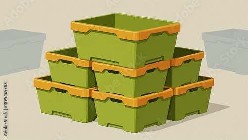 Harvest totes stacked for sorting and transport in an agricultural setting