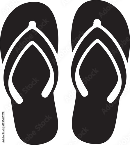Black flip flops, flipflops, sandals, footwear icons, vector sandals