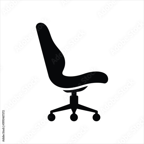 Modern office swivel chair with five-star base and casters isolated on white background