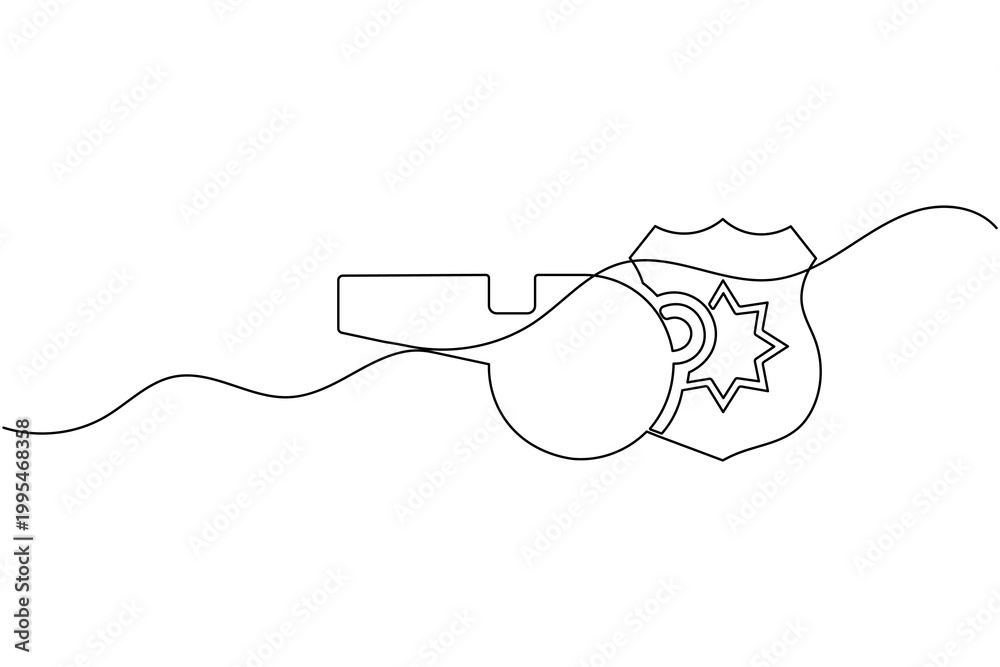 Obraz premium Whistle Continuous Line Art Minimalist Referee Equipment Symbol Outline Vector Illustration