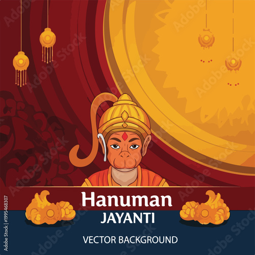 Photography Illustration of Hanuman Jayanti with monkey god and ornaments