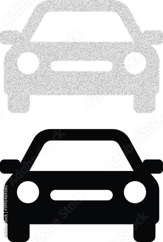 Front View Silhouette With halftone dot texture effect Classic Car Vector Icon Set