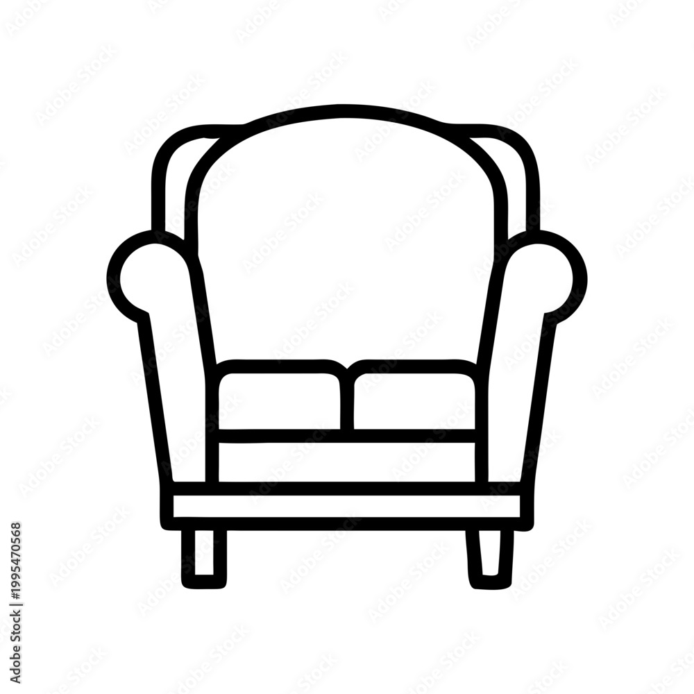 Fototapeta premium Outline drawing of a classic style sofa on transparent background silhouette