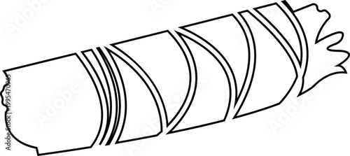 Sage smudge stick icon, bundle tied with string, showcasing natural elements and earthy tones in a serene setting, ritual elements for spiritual, used for web page mobile icons silhouettes designs