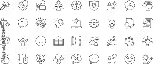 Inspiration line icon set. Editable Stroke.