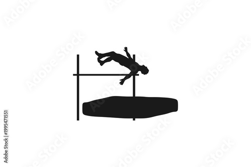Canvas Print Male High Jumper Arching Back over Crossbar