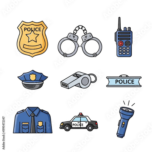 Police Badge and Officer Equipment.
