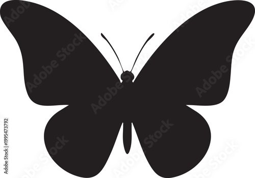Black butterfly silhouette, insect icon, vector illustration, animal symbol