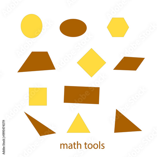 elements tools icons minimalist vector brown math learning education