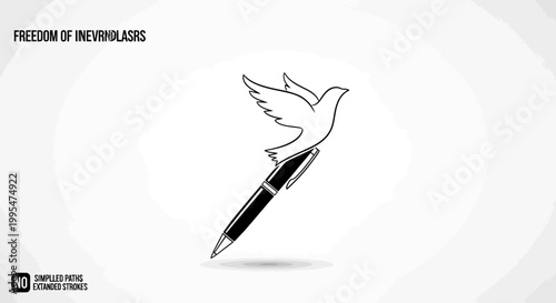 A symbolic illustration representing World Press Freedom Day depicts a white dove taking flight from a black pen, set against a minimalist gray background to highlight the theme