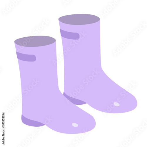 紫色の雨靴　長靴のアイコン　レインブーツのイラスト