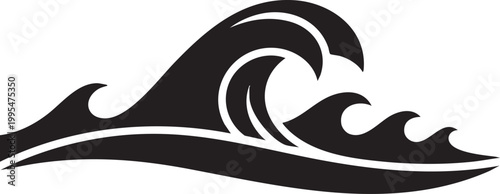 Black wave, ocean wave, surf icon, vector wave, sea graphic