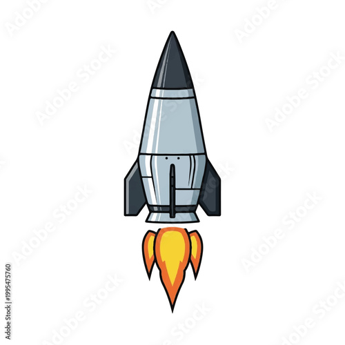 Rocket Ship Blasting Off Into Space.