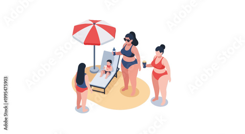 Beach Day Fun - Diverse Group Enjoying Summer Vacation Together.