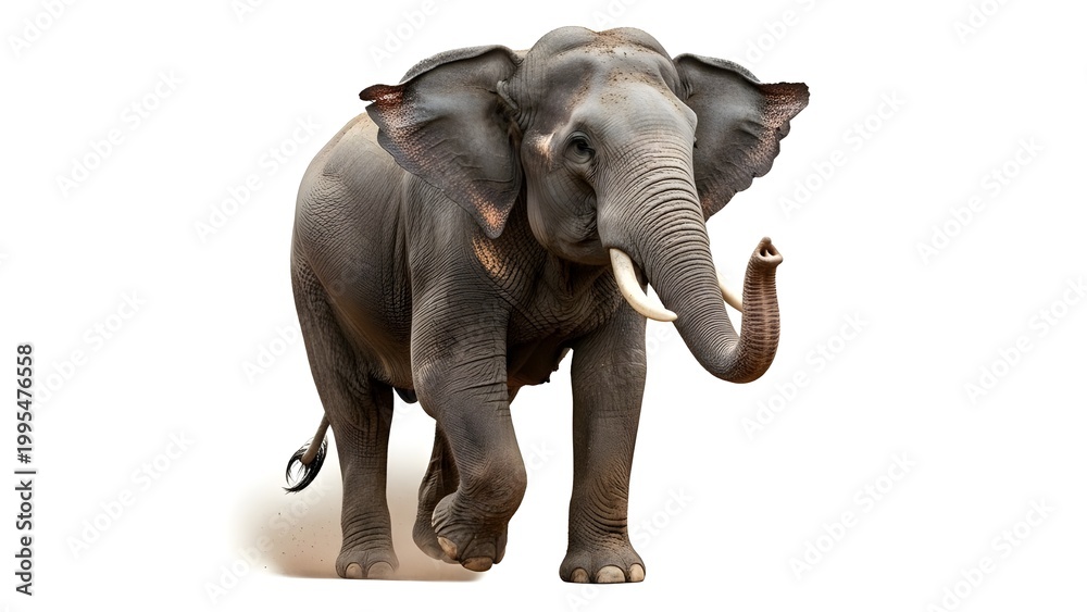 Obraz premium Sri Lankan Wild Elephant Charging Forward Isolated on Transparent Background