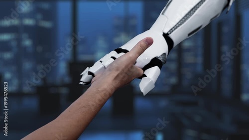 A hand reaches out toward a digital projection of marketing strategy elements in a modern office setting, showcasing futuristic business technology and innovation. Auvana