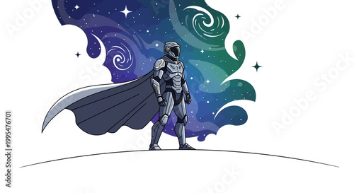 A Star Wars Day parody illustration features a sci-fi armored character with a cape standing heroically against a vibrant galaxy background, evoking a sense of space adventure with a clean