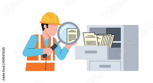 Fotografi Construction Worker Inspecting Documents