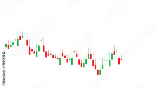 Red and green candlestick chart showing stock market price movement trends for financial trading analysis
