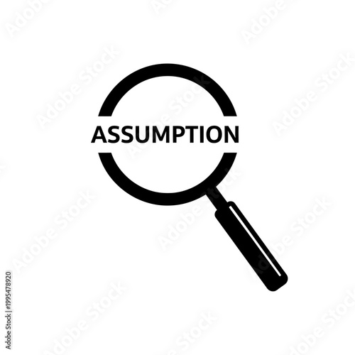 Magnifying glass, assumption concept, inspection icon, business analysis symbol, vector illustration vector eps silhouette