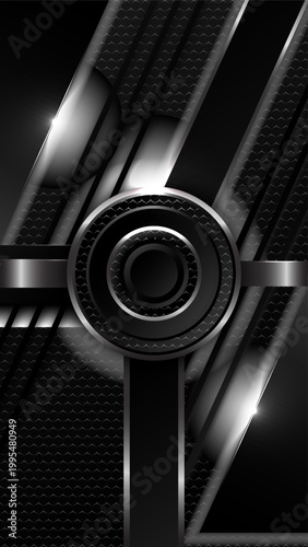 abstract black steel metal geometric card design