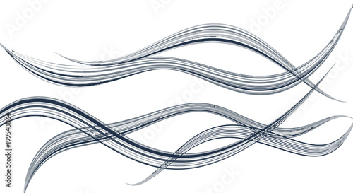 Abstract Grey Wavy Lines Flowing Dynamically isolated white background