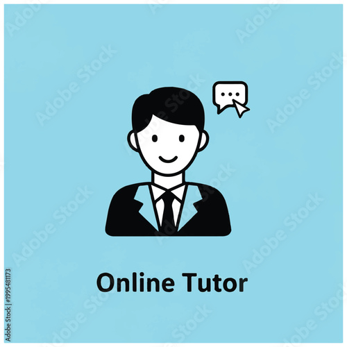 Smiling man in business suit online.