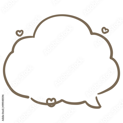 周りに小さなハートが散らばった雲型の手描きスピーチバブル｜漫画・会話用吹き出し素材