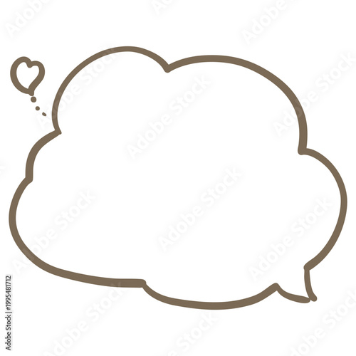 雲型の上に小さなハートがついた手描きスピーチバブル｜漫画・会話用吹き出し素材